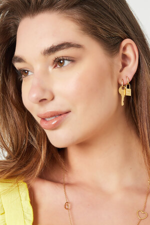 Earrings key & lock - gold Stainless Steel h5 Picture2